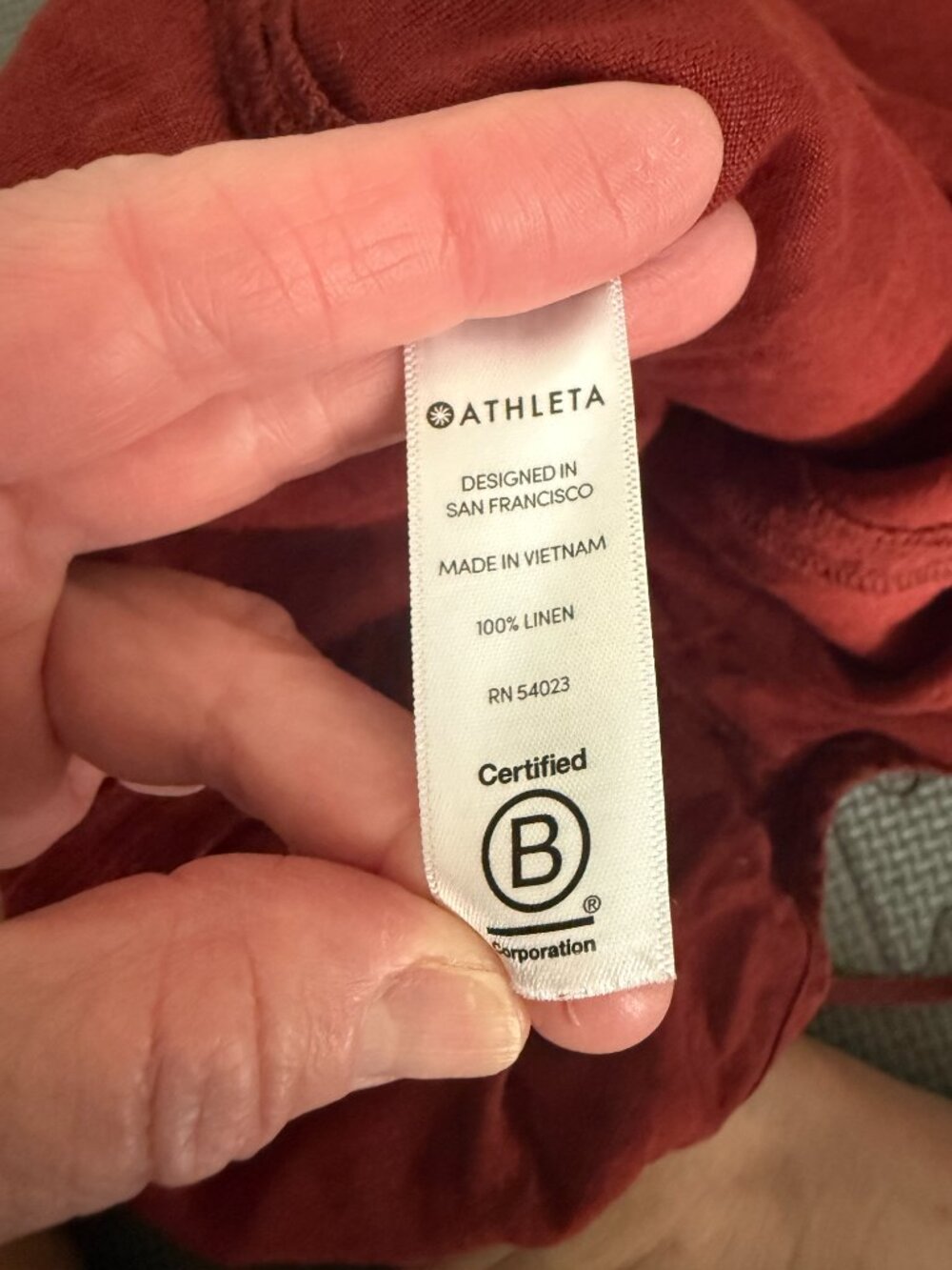 Athleta Cinnamon La Paz Wide Leg Linen Romper- Pockets- Adjustable Strap- 8 - Picture 13 of 13